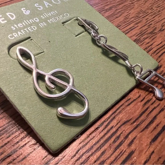 Seed & Sage Silver Music Note Earrings - Picture 3 of 5